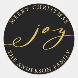 Adesivo Redondo Natal elegante Feriado Dourado e Negro