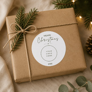 Adesivo Redondo Natal Elegante Logotipo Personalizado Corporativo