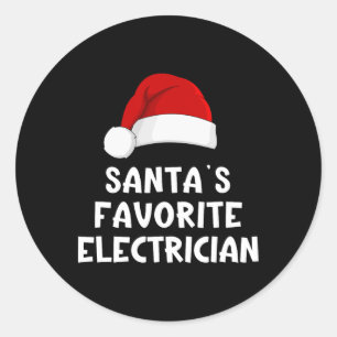 Adesivo Redondo Natal Eletricista Favorito do Papai Noel Engraçado
