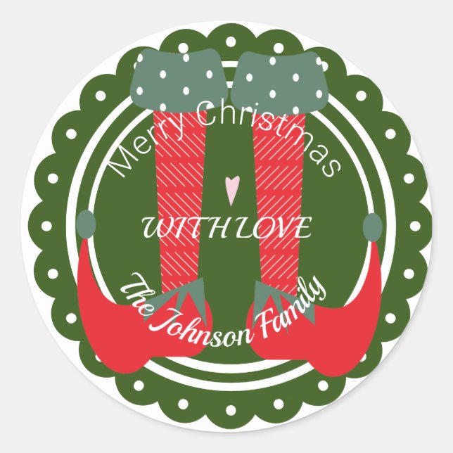 Adesivo Redondo Natal Elf Feet Heels Festivos Foliday (Frente)