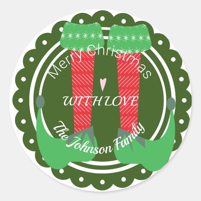 Adesivo Redondo Natal Elf Feet Heels Festivos Foliday (Frente)