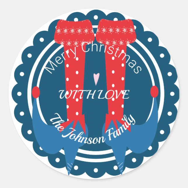 Adesivo Redondo Natal Elf Feet Heels Festivos Foliday (Frente)