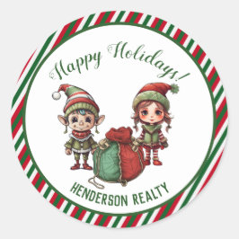 Adesivo Redondo Natal Elves - Feriado Personalizado