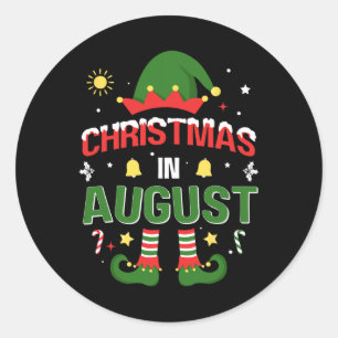 Adesivo Redondo Natal Em Agosto, Elfo Engraçado Para O Natal De Ve