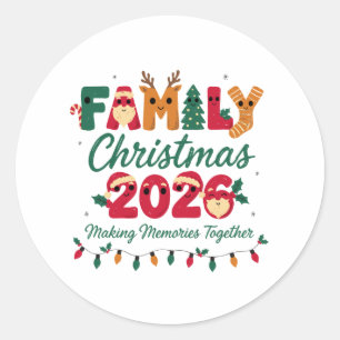 Adesivo Redondo Natal em Família 2026 Criando Memórias Juntos