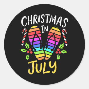 Adesivo Redondo Natal em Férias de Verão de Julho