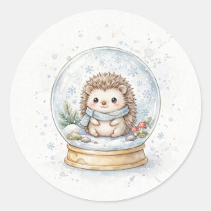 Adesivo Redondo Natal em Globo de Neve comouriço