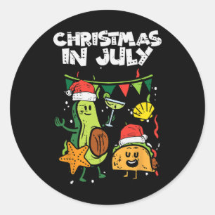 Adesivo Redondo Natal Em Julho Abacate Taco Verão Mexicano Homens 