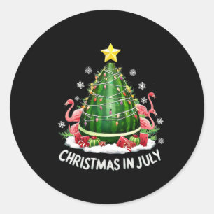 Adesivo Redondo Natal Em Julho Árvore De Melancia Funny Flamingo X
