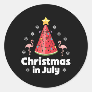Adesivo Redondo Natal Em Julho Árvore De Melancia Funny Flamingo X