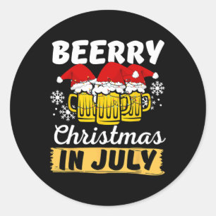 Adesivo Redondo Natal Em Julho Beerry Xmas Papai Noel Verão Mulher