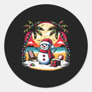 Adesivo Redondo Natal Em Julho Boneco de Neve Na Árvore Palmeira T
