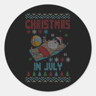 Adesivo Redondo Natal Em Julho Camiseta Feia De Natal Estilo San