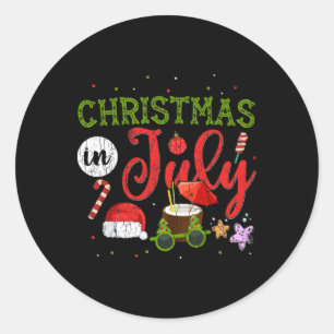 Adesivo Redondo Natal Em Julho Camisetas Engraçadas Santa Verão Gr