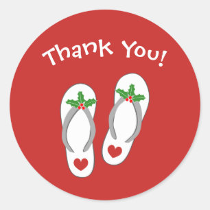 Adesivo Redondo Natal em julho Cartazes de sacudir de praia de Fér