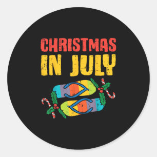 Adesivo Redondo Natal Em Julho Chinelos Verão Praia Homens
