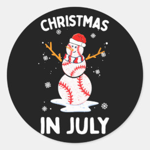 Adesivo Redondo Natal Em Julho Funny Baseball Boneco De Neve Homen