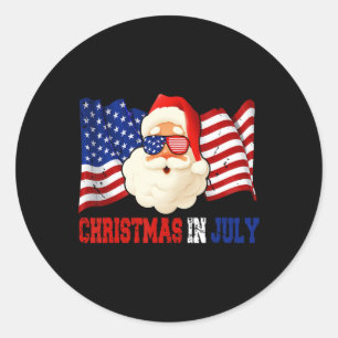 Adesivo Redondo Natal Em Julho Havaiano Papai Noel Orgulho America