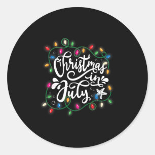 Adesivo Redondo Natal Em Julho Luzes Verão Divertido Xmas Homens M