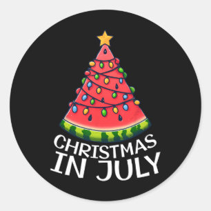 Adesivo Redondo Natal Em Julho Melancia Árvore De Natal Verão Home