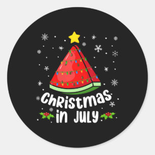 Adesivo Redondo Natal Em Julho Melancia Divertido Verão Praia Xm