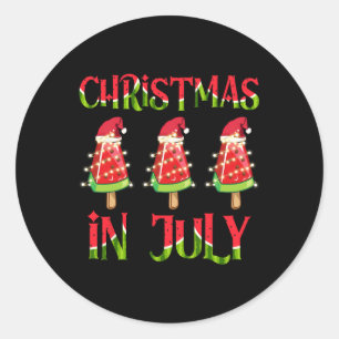 Adesivo Redondo Natal Em Julho Melancia Xmas Tree Summer Men