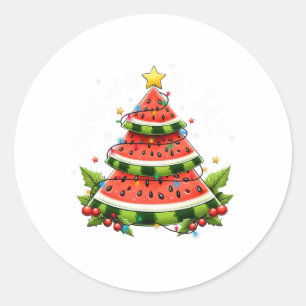 Adesivo Redondo Natal Em Julho Mulheres Homens Crianças Melancia X