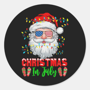 Adesivo Redondo Natal Em Julho Papai Noel Patriótico Festivo Xmas