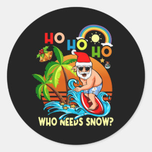 Adesivo Redondo Natal Em Julho Papais noeis Engraçados Surfing Sum