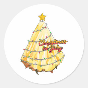 Adesivo Redondo Natal Em Julho Pinha De Natal De Verão