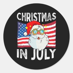 Adesivo Redondo Natal Em Julho Retro Hipster Engraçado Santa Homen