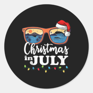 Adesivo Redondo Natal Em Julho Santa Hábitos Sunglass Verão Vaca