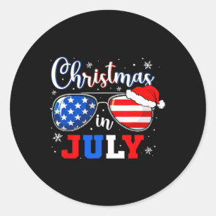 Adesivo Redondo Natal Em Julho Santa Hat Esmungles Bandeira Dos Eu