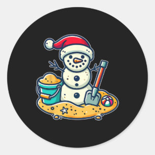 Adesivo Redondo Natal Em Julho Snowman Santa Hat Shovel Xm