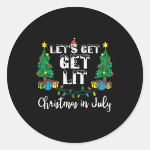 Adesivo Redondo Natal Em Julho Vamos Ficar Bêbados Camiseta Divert