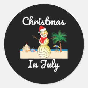 Adesivo Redondo Natal Em Julho Volei Bola De Neve Homem De Neve Ch