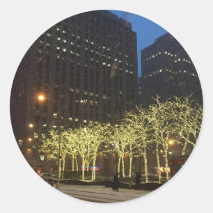 Adesivo Redondo Natal em NYC Winter Snow Holiday Photo