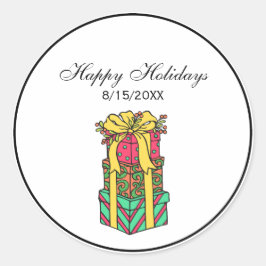 Adesivo Redondo Natal Empilhado Apresenta Natal Empilhado