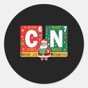 Adesivo Redondo Natal engraçado Carbono Nitrogênio 67 Meme Química
