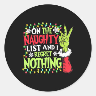 Adesivo Redondo Natal engraçado na lista dos travessos e eu me arr