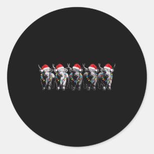 Adesivo Redondo Natal engraçado vaca das Terras Altas escocesas Na