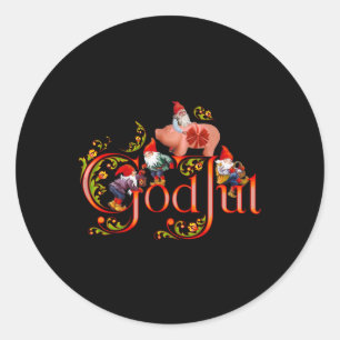 Adesivo Redondo Natal escandinavo Deus Jul Marzipan Pig