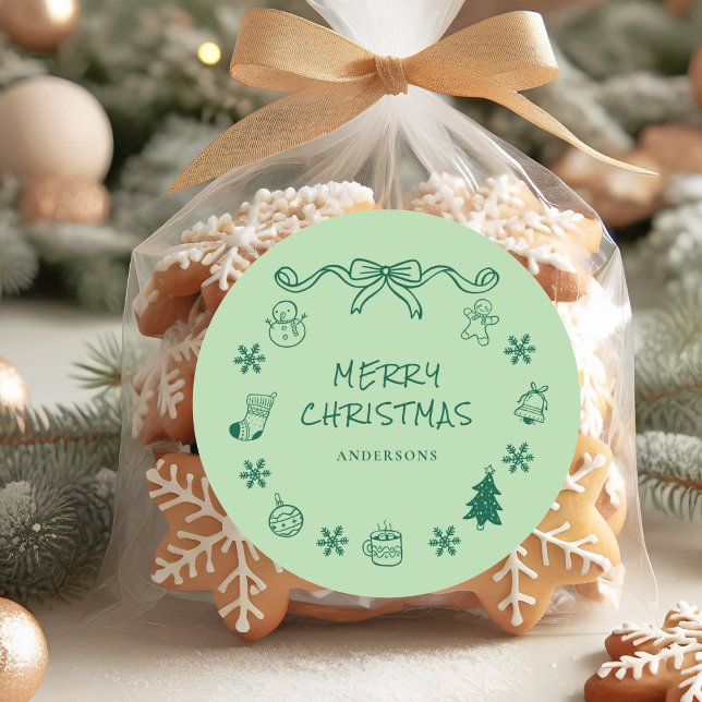 Adesivo Redondo Natal Escrivável Desenhado À Mão (Criador carregado)