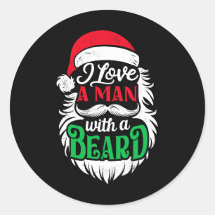Adesivo Redondo Natal Eu Amo Um Homem Com Uma Barba Papais noeis E