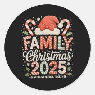 Adesivo Redondo Natal Familiar 2025 Conjuntos Férias de Natal