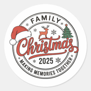 Adesivo Redondo Natal Familiar 2025 Roupas de Natal Combinando