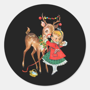 Adesivo Redondo Natal Familiar Antigo dos Anos 50 Retro