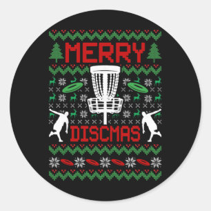 Adesivo Redondo Natal Feio de Disc Golf Engraçado Vintage