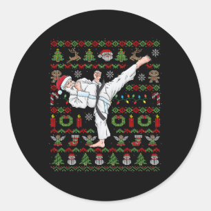 Adesivo Redondo Natal Feio Karate Santa Claus Artes Marciais