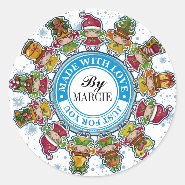 Adesivo Redondo Natal feito com o Love Sticker - SRF (Frente)